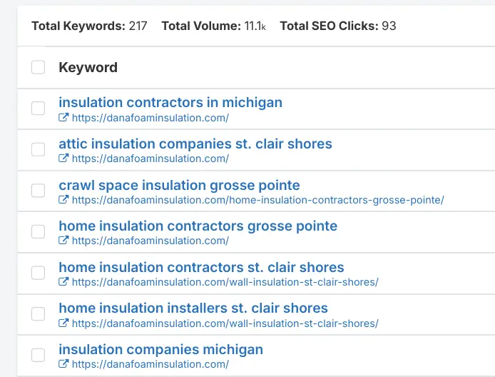 1 seo keywords for danafoaminsulation.com 3 25 2025 cl.webp
