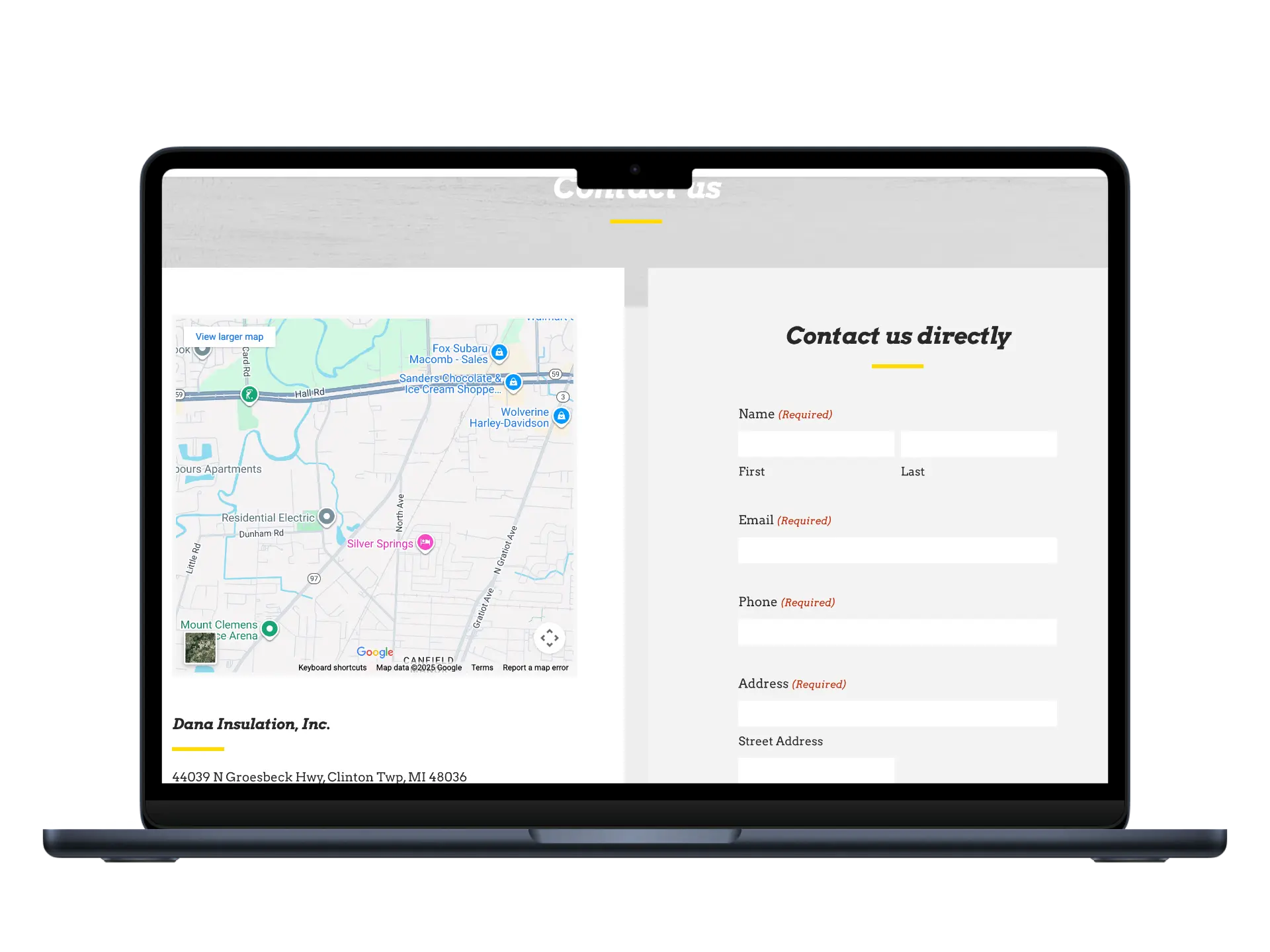 Brochure website contact form